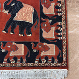 Gajendra - Hand Knotted Wool Rug in Rust/Midnight Blue