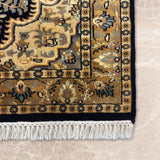 Safa-Nargis – Hand Knotted Wool Rug in Beige/Black