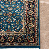 Samudra - Hand Knotted Wool Rug in Teal Blue/Deep Charcoal