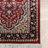 Gul-Mirvarid – Hand Knotted Wool Rug in Rust/Navy Blue