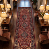 Bahareh – Hand Knotted Wool Rug in Red/Navy Blue
