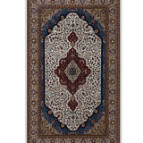 Aftabzar – Hand Knotted Wool Rug in Indigo Blue/Cream