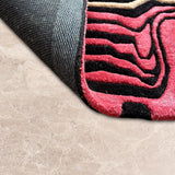 Fuschia Flow – Hand Tufted Wool Rug in Hot Pink/Black