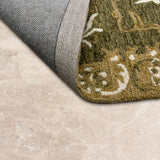 Verdant Relic – Hand Tufted Wool Rug in Lime Green/Beige