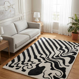 Monochrome Melt – Hand Tufted Wool Rug in Cream/Black