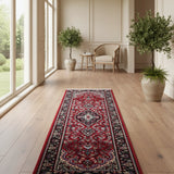 Nushafarin – Hand Knotted Wool Rug in Red/Navy Blue