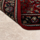Nushafarin – Hand Knotted Wool Rug in Red/Navy Blue