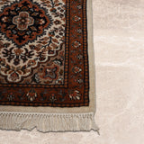 Aftabzar – Hand Knotted Wool Rug in Ivory/Mustard Brown