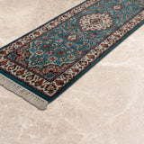 Firozmehr – Hand Knotted Wool Rug in Turquoise Blue/Ivory