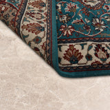 Firozmehr – Hand Knotted Wool Rug in Turquoise Blue/Ivory