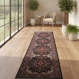 Nayestan – Hand Knotted Wool Rug in Navy Blue/Maroon
