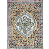 Gulshan Bloom – Chain Stitch Embroidery Cotton Rug in Lemon Yellow/Mint Green
