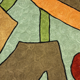 Aperitif Muse – Chain Stitch Embroidery Cotton Rug in Sage Green/Orange