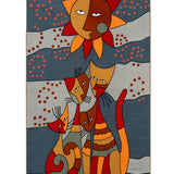 Solar Whiskers – Chain Stitch Embroidery Cotton Rug in Grey/Red