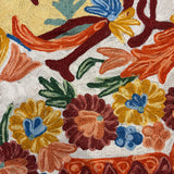 Garden Reverie – Chain Stitch Embroidery Cotton Rug in Prussian Blue/Orange