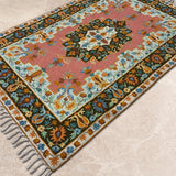 Petal Court – Chain Stitch Embroidery Cotton Rug in Onion Pink