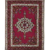 Courtyard Bloom – Chain Stitch Embroidery Cotton Rug in Maroon/Ivory
