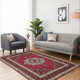 Courtyard Bloom – Chain Stitch Embroidery Cotton Rug in Maroon/Ivory