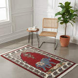 Gajraaj Darbar – Hand Knotted Wool Rug in Maroon/Ivory