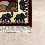 Gajraaj Darbar – Hand Knotted Wool Rug in Maroon/Ivory