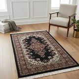 Mehrnaz – Hand Knotted Wool Rug in Navy Blue/Maroon
