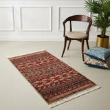Rangrez Riwaaz – Hand Knotted Wool Rug in Red/Peach
