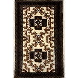 Khurshid – Hand Knotted Wool Rug in Cream/Brown