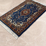 Azargul – Hand Knotted Wool Rug in Royal Blue/Red