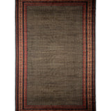 Rostamdar – Hand Knotted Wool Rug in Black/Maroon