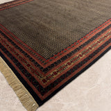 Rostamdar – Hand Knotted Wool Rug in Black/Maroon