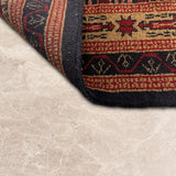 Rostamdar – Hand Knotted Wool Rug in Black/Maroon