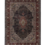 Shahmehr – Hand Knotted Wool Rug in Navy Blue/Maroon