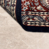Shahmehr – Hand Knotted Wool Rug in Navy Blue/Maroon