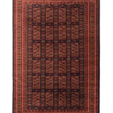 Kohsaran – Hand Knotted Wool Rug in Navy Blue/Rust