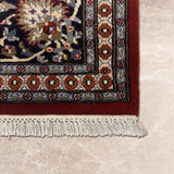 Shirvandar – Hand Knotted Wool Rug in Maroon/Navy Blue