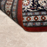 Shirvandar – Hand Knotted Wool Rug in Maroon/Navy Blue