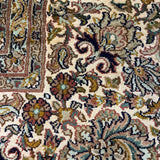 Mahzarin – Hand Knotted Silk Rug in Navy Blue/Ivory