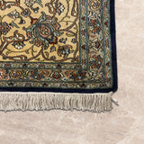 Nayabgul – Hand Knotted Silk Rug in Navy Blue/Cream
