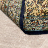 Nayabgul – Hand Knotted Silk Rug in Navy Blue/Cream