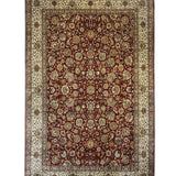 Rangrezan – Hand Knotted Silk Rug in Deep Red/Ivory