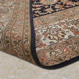 Shahbanu – Hand Knotted Silk Rug in Navy Blue/Ivory