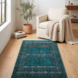 Zarrinab – Hand Knotted Wool Rug in Turquoise Blue/Black
