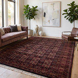 Balkhazar – Hand Knotted Wool Rug in Maroon/Navy Blue