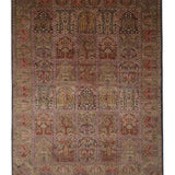 Baghestan – Hand Knotted Silk Rug in Golden Brown/Fern green
