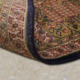 Baghestan – Hand Knotted Silk Rug in Golden Brown/Fern green