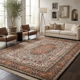 Roshnaz – Hand Knotted Silk Rug in Ivory/Orange Rust