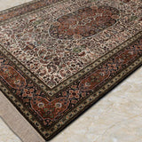 Roshnaz – Hand Knotted Silk Rug in Ivory/Orange Rust