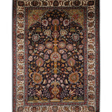 Shabgul – Hand Knotted Silk Rug in Navy Blue/Ivory
