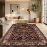 Shabgul – Hand Knotted Silk Rug in Navy Blue/Ivory