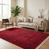 Atash – Hand Knotted Wool Rug in Deep Sangria Red/Black